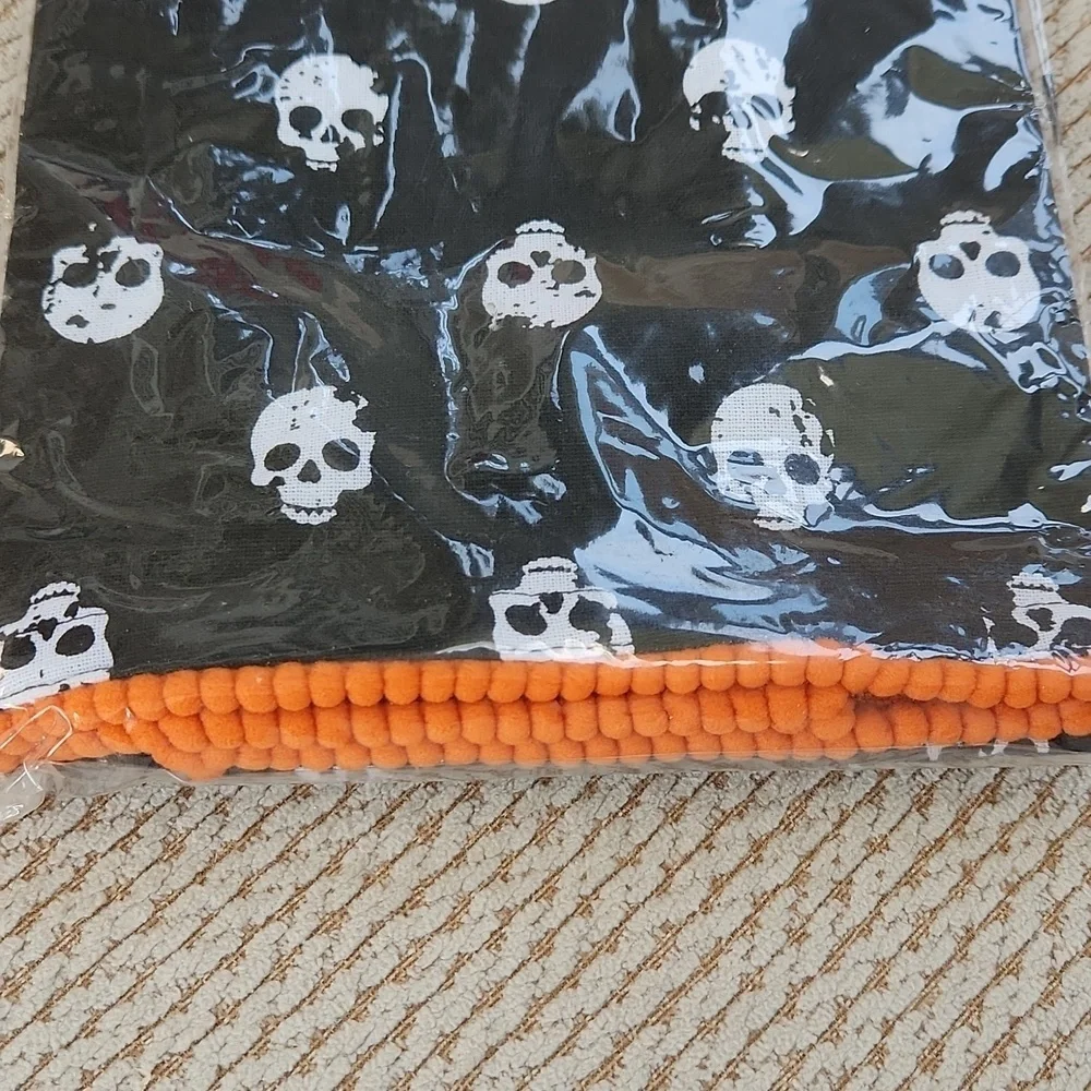 Skull Kitchen Towels in Black and Orange, 2pk, New